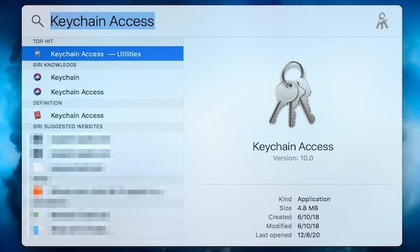 Scroll sampai menemukan pilihan Keychain Acces.