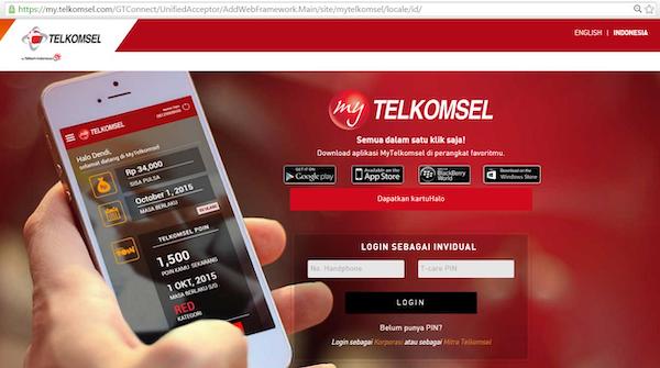 Melalui Website Telkomsel