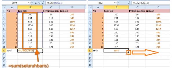 Cara Menjumlahkan Di Excel Memakai Fungsi SUM