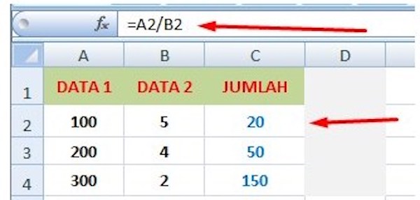 Rumus Pembagian di Excel