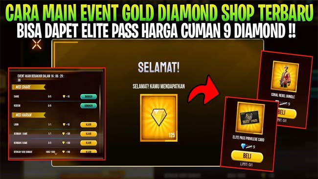 Cara Melaksanakan Event Redeem Gold Diamond Shop FF