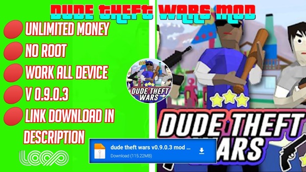 Dude Theft Wars Mod Apk Unlimited Money Versi Terbaru 2023